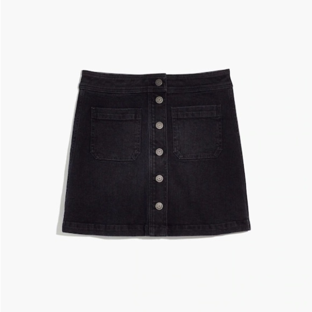 Madewell Black Denim Stretch A-Line Mini Skirt